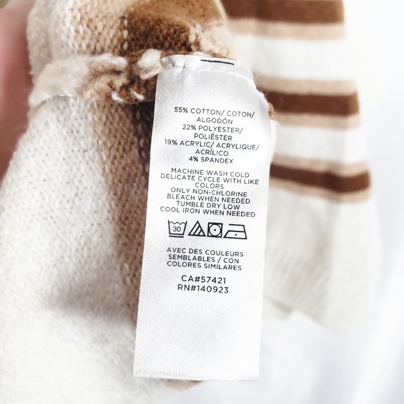 LOFT Outlet striped sweater quarter sleeves fall autumn - Picture 4 of 5